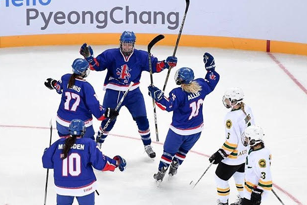 Saffron Allen celebrates a goal against Lithuania
