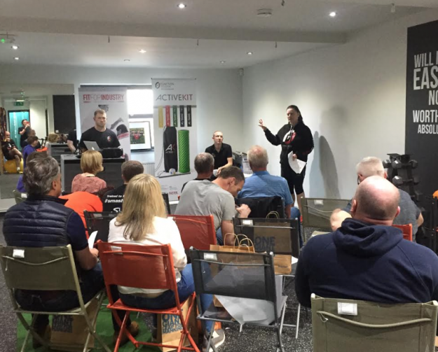 Matt Bottrill Challenge evening at Function Jigsaw MD Julie Hayton addresses the visitors at an evening to discuss Matt Bottrill's progress as he attempts to move into triathlon
