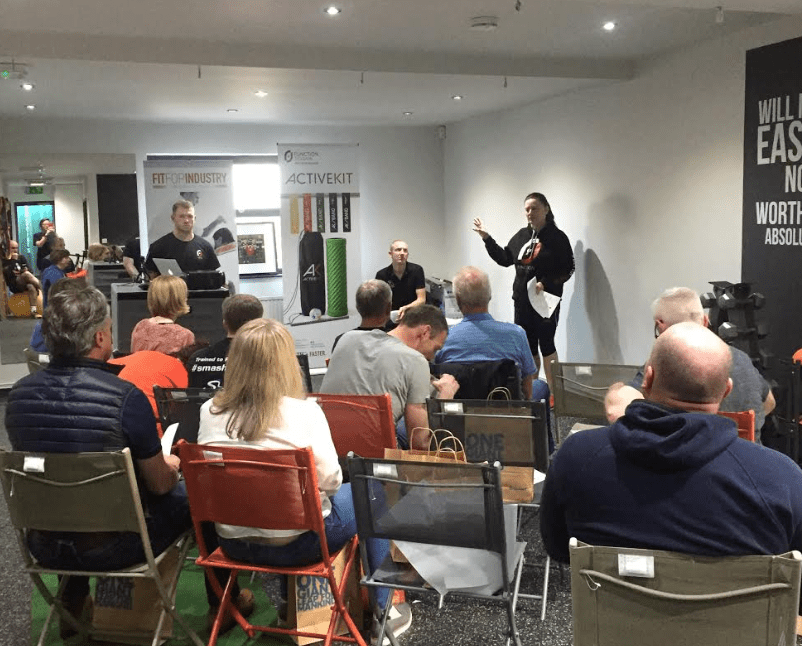 Matt Bottrill Challenge evening at Function Jigsaw MD Julie Hayton addresses the visitors at an evening to discuss Matt Bottrill's progress as he attempts to move into triathlon